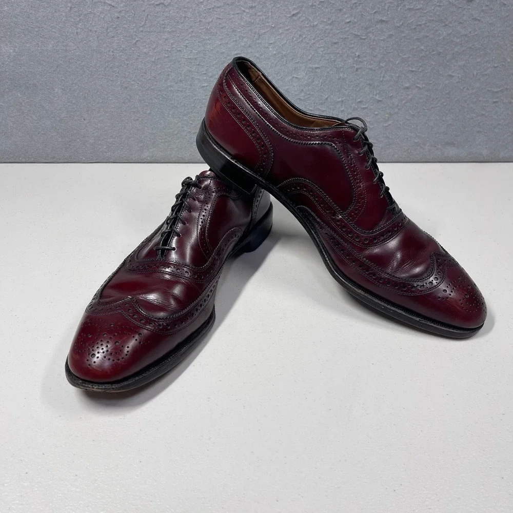 Allen Edmonds Shoes Mens Size 14B McAllister Wingtip Oxford Burgundy Leather